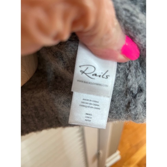 Rails OSLO Grey Mixed Animal Print Alpaca Wool Blend Cardigan Sweater Small - Picture 4 of 7